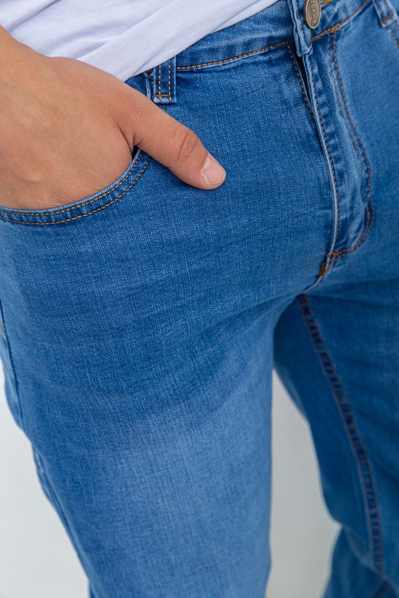 Джинсы мужские с потертостями, цвет голубой, 244R22-784 — изображение 5