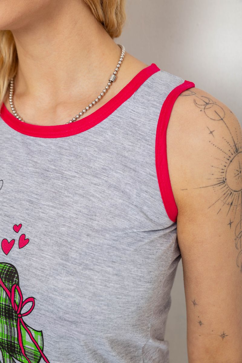 Пижама женская с принтом, цвет серо-малиновый, 238RB40 — изображение 5