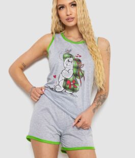 Пижама женская с принтом, цвет серо-салатовый, 238RB40