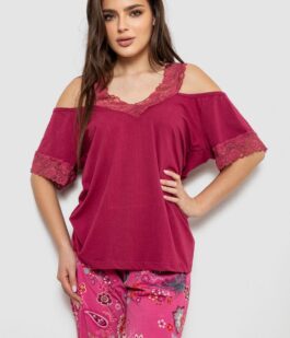 Пижама женская с принтом, цвет бордовый, 243R1600-015