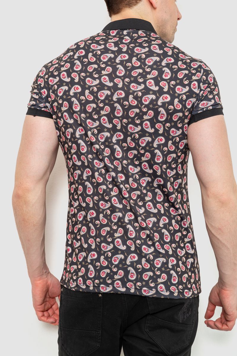 Поло мужское с принтом, цвет черный, 214R7003-1 — изображение 4