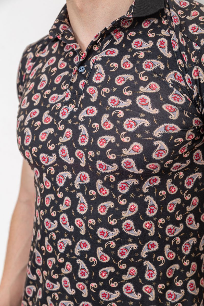 Поло мужское с принтом, цвет черный, 214R7003-1 — изображение 5