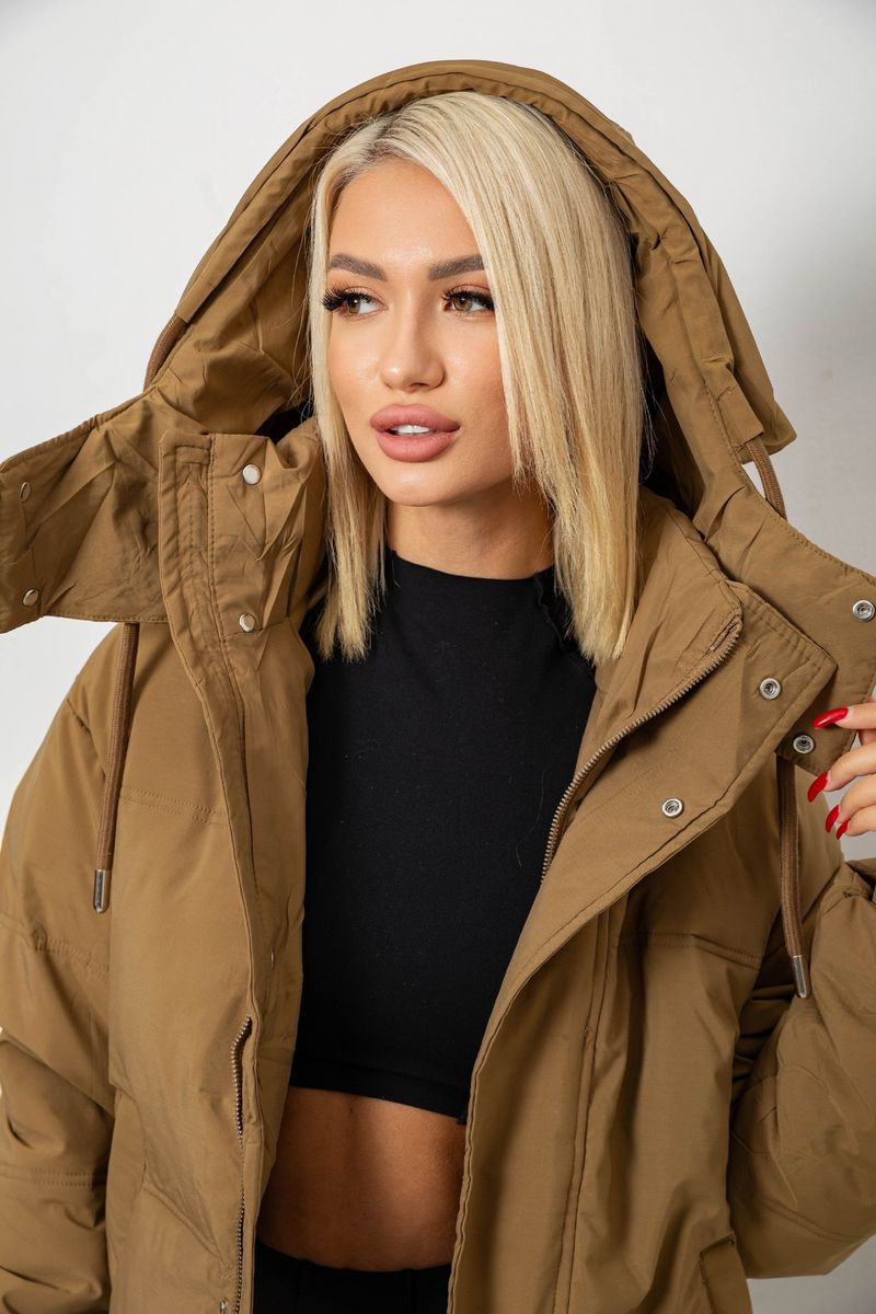 Куртка женская зимняя короткая, цвет хаки, 244R983 — изображение 8