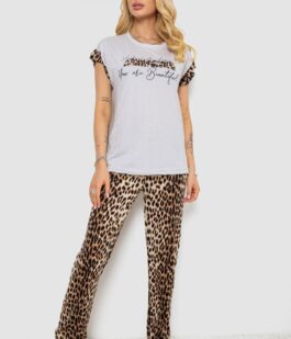 Пижама женская с принтом, цвет серый, 243R2101