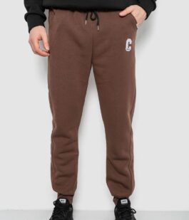 Спортивные штаны мужские на флисе, цвет коричневый, 129RA9995