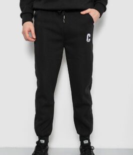 Спортивные штаны мужские на флисе, цвет черный, 129RA9995