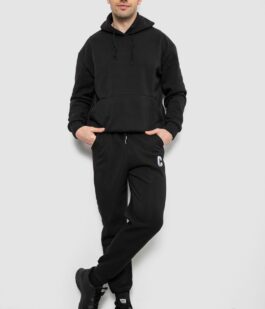 Спортивные штаны мужские на флисе, цвет черный, 129RA9995