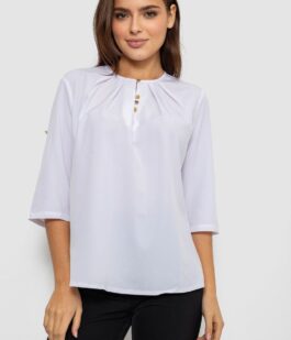 Блуза однотонная, цвет белый, 230R112-10