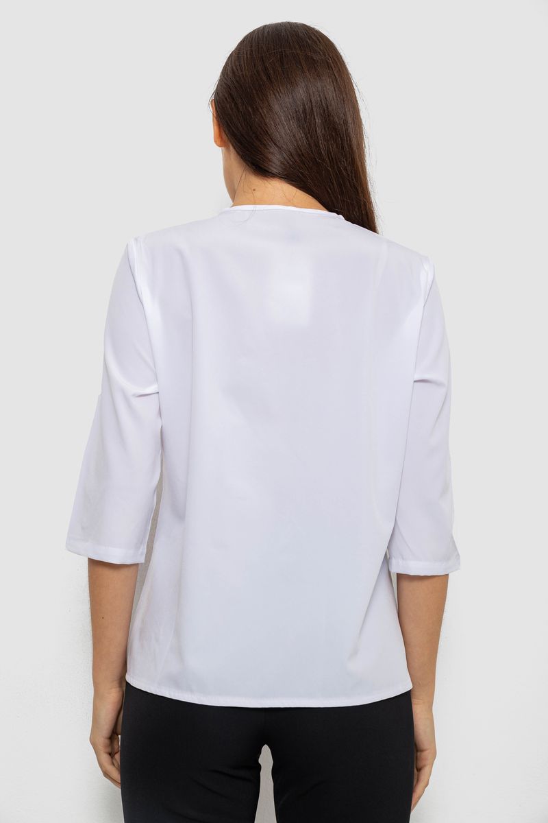 Блуза однотонная, цвет белый, 230R112-10 — изображение 4