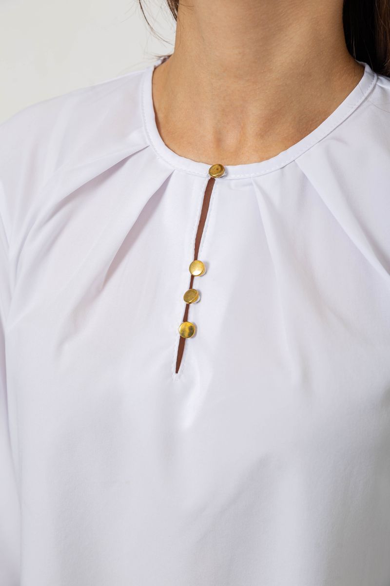 Блуза однотонная, цвет белый, 230R112-10 — изображение 5