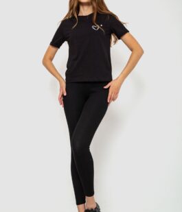 Футболка женская с принтом, цвет черный, 241R122