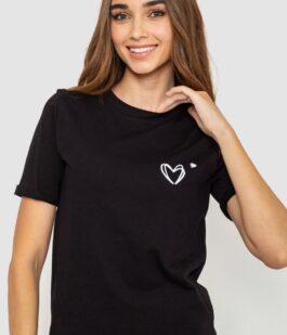 Футболка женская с принтом, цвет черный, 241R122