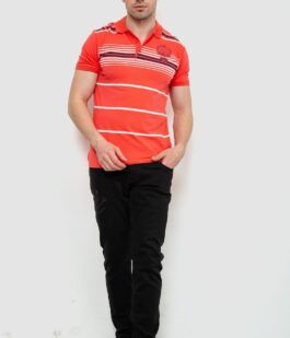 Поло мужское в полоску, цвет коралловый, 214R141