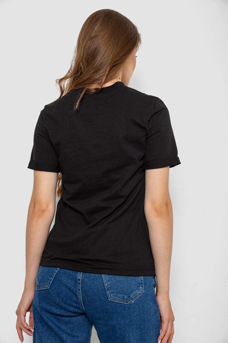 Футболка женская однотонная, цвет черный, 238R111-1 — изображение 4