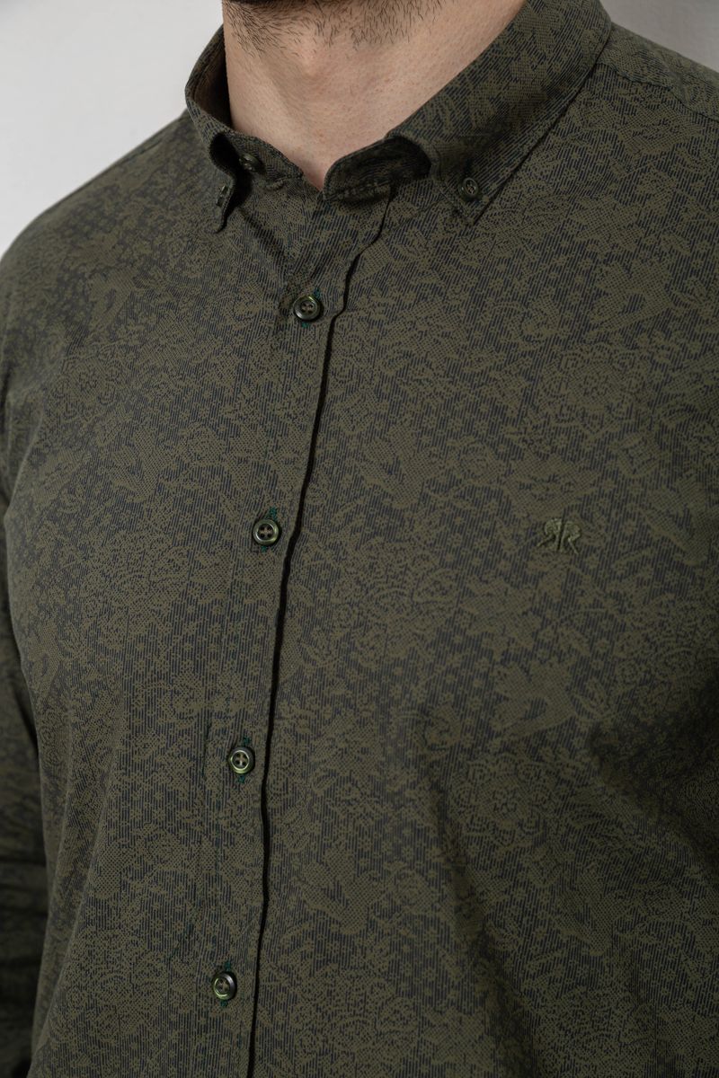 Рубашка мужская с принтом, цвет хаки, 186R6053 — изображение 5