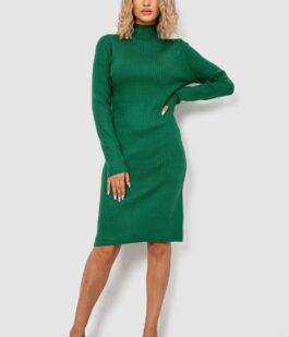 Платье вязаное однотонное, цвет зеленый, 244R664
