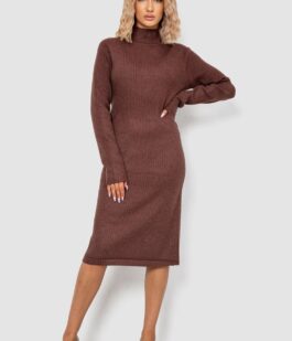 Платье вязаное однотонное, цвет коричневый, 244R664