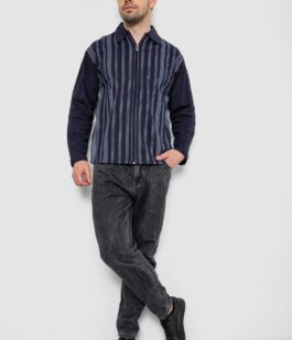 Кофта мужская на молнии в полоску, цвет темно-синий, 238R123