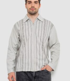 Кофта мужская на молнии в полоску, цвет светло-оливковый, 238R123