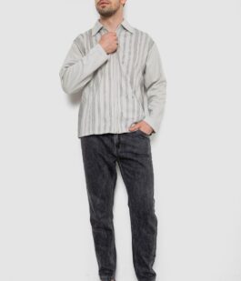 Кофта мужская на молнии в полоску, цвет светло-оливковый, 238R123