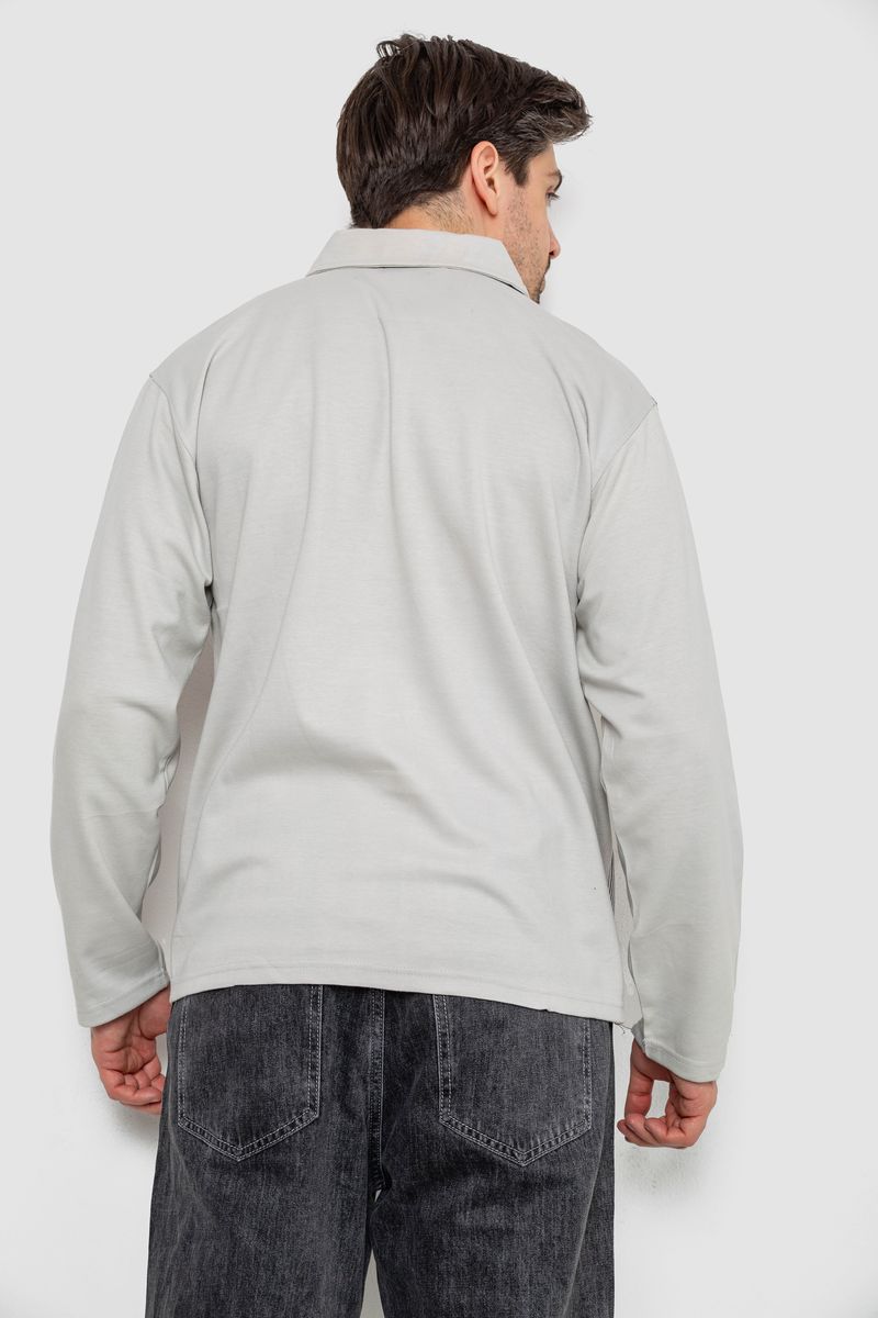 Кофта мужская на молнии в полоску, цвет светло-оливковый, 238R123 — изображение 4