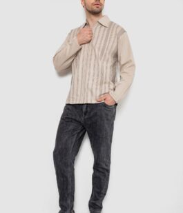 Кофта мужская на молнии в полоску, цвет светло-бежевый, 238R123