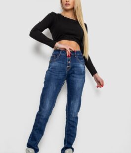 Джинсы женские с потертостями, цвет синий, 214R1415