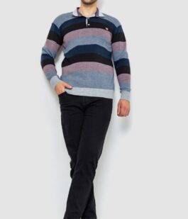 Свитер-обманка мужской в полоску, цвет сине-черный, 161R901-1