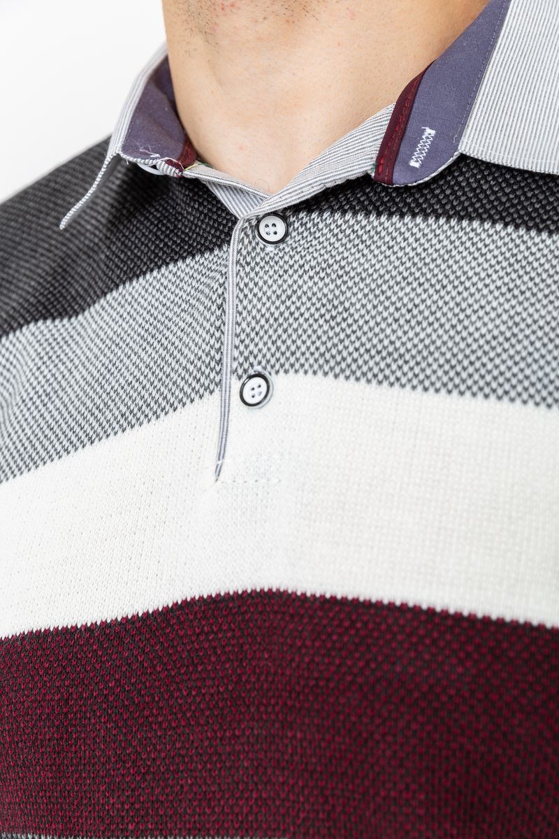 Свитер-обманка мужской в полоску, цвет серо-молочный, 161R901-1 — изображение 6