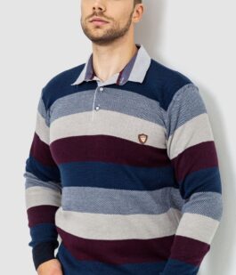 Свитер-обманка мужской в полоску, цвет сине-бордовый, 161R901-1