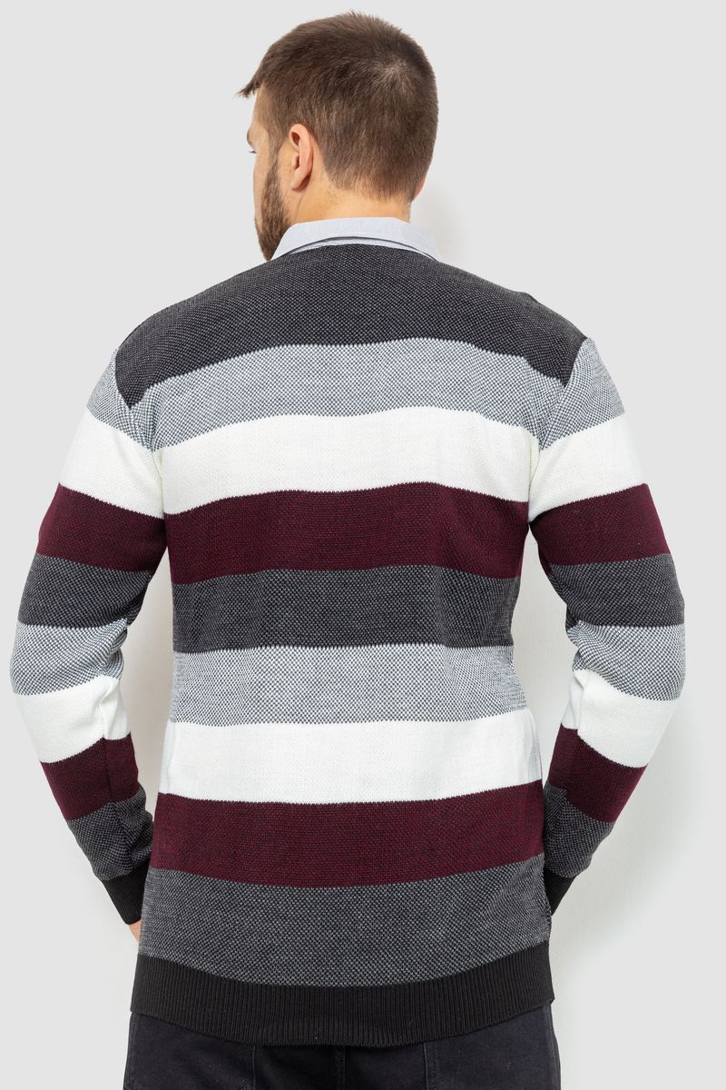 Свитер-обманка мужской в полоску, цвет серо-молочный, 161R901-1 — изображение 5