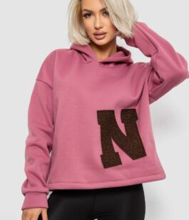 Худи женский с капюшоном на флисе, цвет пудровый, 257R335