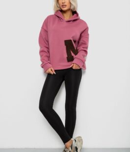 Худи женский с капюшоном на флисе, цвет пудровый, 257R335