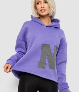 Худи женский с капюшоном на флисе, цвет сиреневый, 257R335