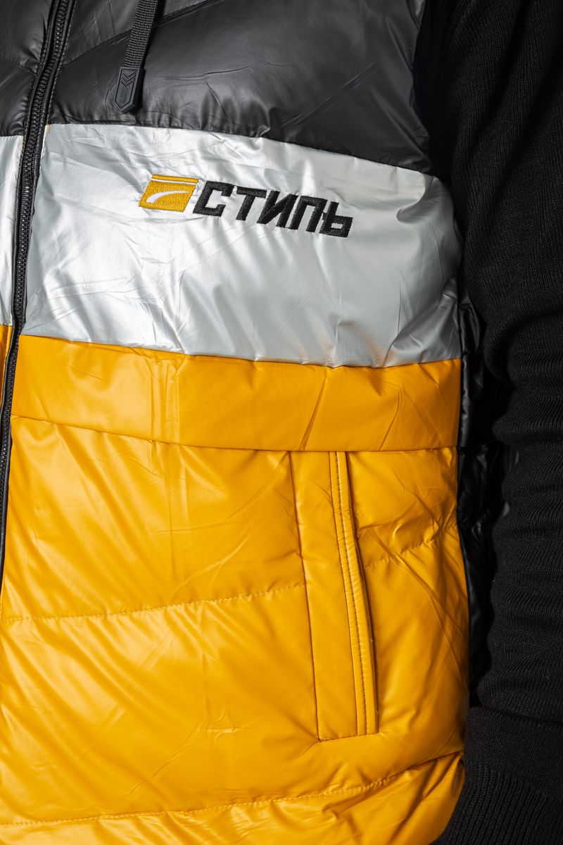Жилетка мужская демисезонная, цвет черно-желтый, 244R990013 — изображение 5