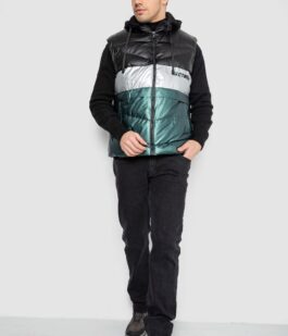 Жилетка мужская демисезонная, цвет черно-зеленый, 244R990013