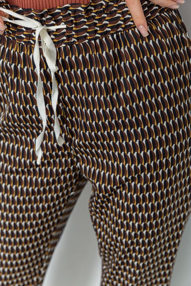 Штаны женские свободного кроя, цвет коричнево-горчичный, 244R053 — изображение 5