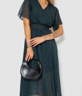 Платье шифоновое, цвет темно-зеленый, 204R100-1