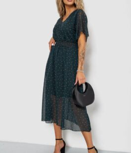 Платье шифоновое, цвет темно-зеленый, 204R100-1