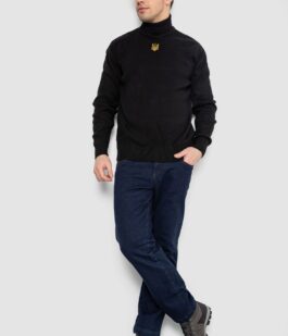 Гольф мужской с вышивкой тризубец, цвет черный, 161R010