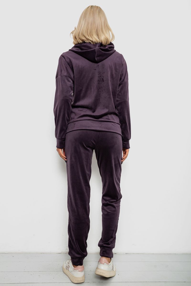 Спортивный костюм женский велюровый, цвет темно-сливовый, 257R4122 — изображение 4