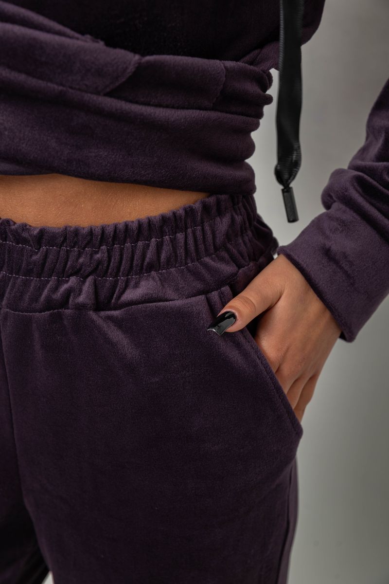 Спортивный костюм женский велюровый, цвет темно-сливовый, 257R4122 — изображение 6