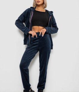 Спортивный костюм женский велюровый, цвет синий, 257R4122