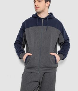 Спортивный костюм мужской на флисе, цвет серо-синий, 244R9140