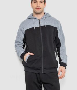 Спортивный костюм мужской на флисе, цвет черно-серый, 244R9140