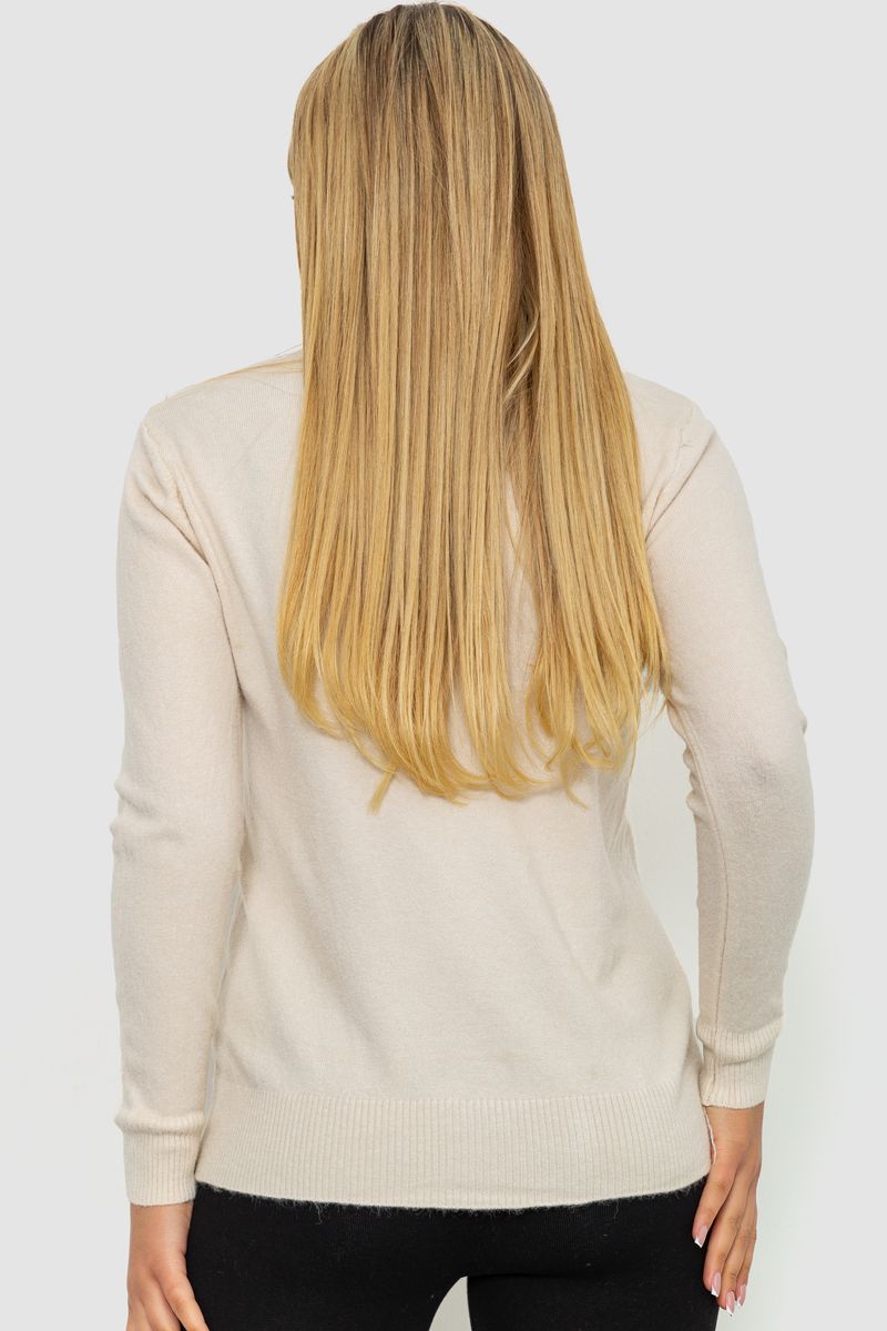 Кофта женский однотонный повседневный, цвет светло-бежевый, 244R2033 — изображение 4
