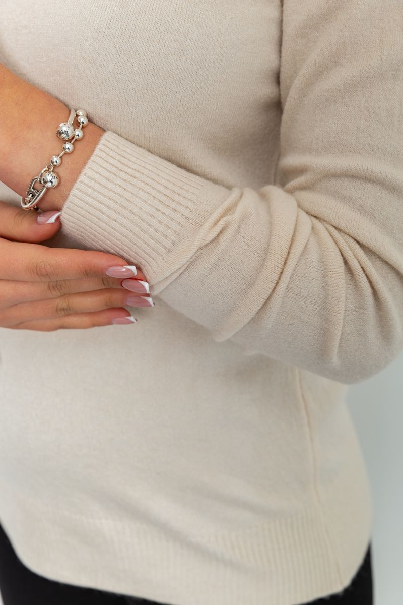 Кофта женский однотонный повседневный, цвет светло-бежевый, 244R2033 — изображение 5