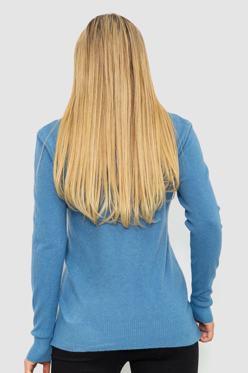 Кофта женский однотонный повседневный, цвет джинс, 244R2033 — изображение 4