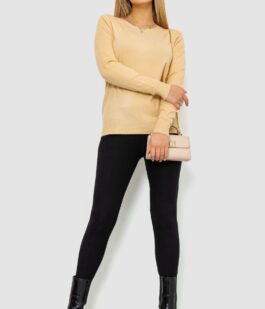 Кофта женский однотонный повседневный, цвет бежевый, 244R2033