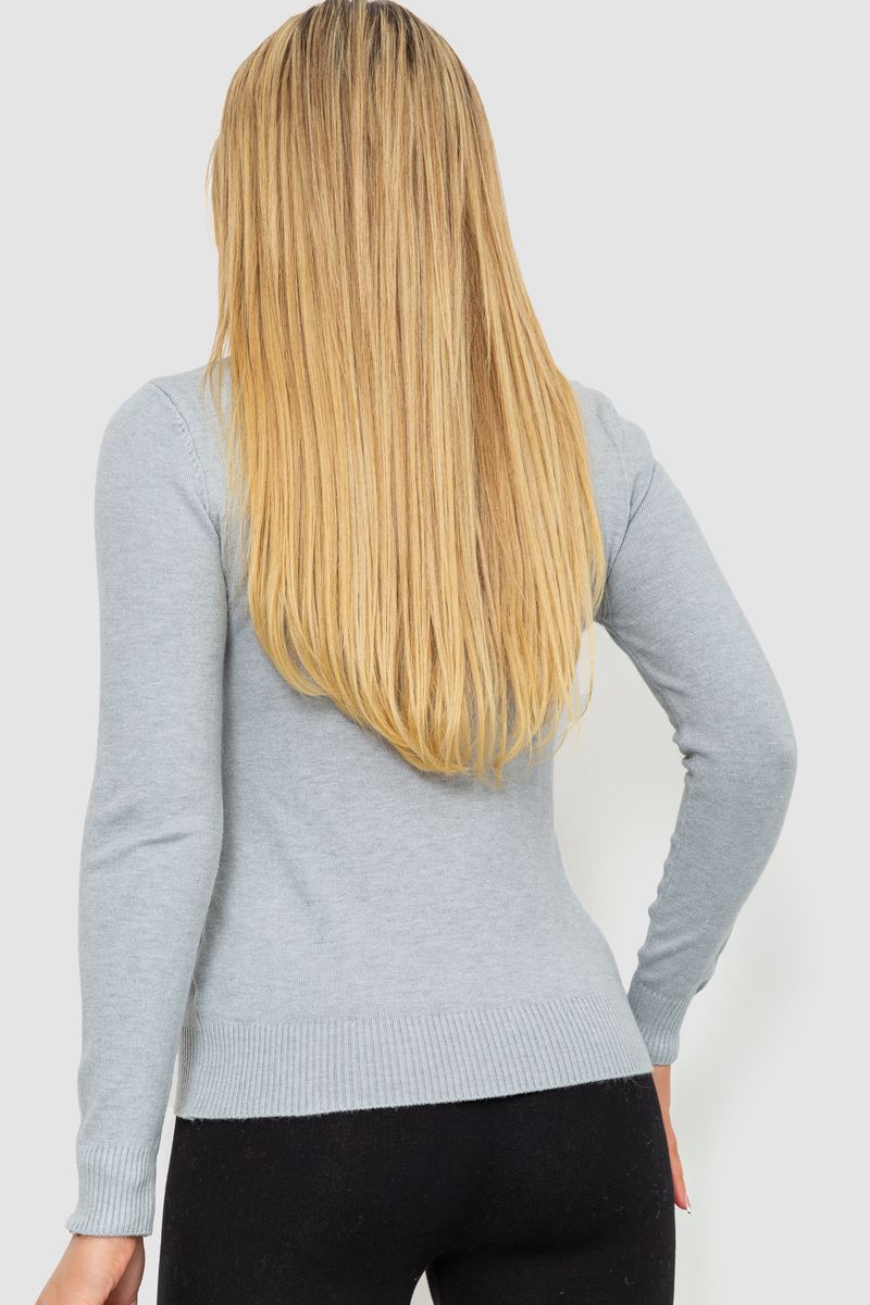 Кофта женский однотонный повседневный, цвет светло-серый, 244R2033 — изображение 4